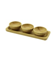 3PCS - SUNUM TEPSİLİ MİNİ - ÇAP: 6CM AHŞAP BAMBU LOKUMLUK - ÇEREZLİK KASE (5680)