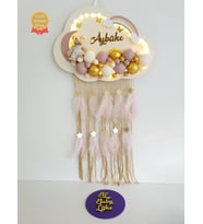 Bubble Ledli Bulut Bebek Kapı Süsü Krem, Pudra Toplu (Pudra-Krem)