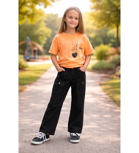Kız Çocuk Siyah Kot Pantolon - Konforlu Pamuklu Kumaş - Şık Ve Dayanıklı - Kolay Temizlenebilir - SİYAH / 10 YAŞ