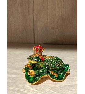Swarovski Taşlı Kurbağa Mücevherlik / Dekoratif Biblo (Beyaz)