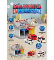 Sesli ve Işıklı Acil Durum Komuta Merkezi Garaj Seti - Telsizli, 3 Araçlı Eğitici Oyuncak
