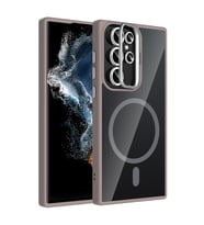 Samsung Galaxy S23 Ultra Uyumlu Kılıf Standlı ve Kamera Lens Hediyeli M-Safe Şarj Özellikli Zore Etro Kapak