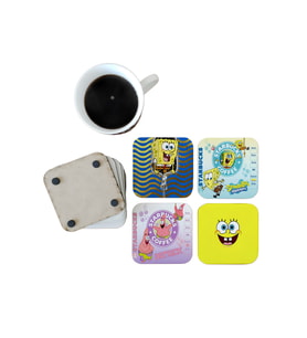 Ghostbastır Design Sünger Bob Dekoratif Ahşap Bardak Altlığı Seti 094