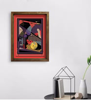 BK Gift Modern Soyut Tasarımlı Doğal Masif Ahşap Çerçeveli Tablo 45x65cm-12