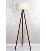 Mdf Lamba Yuvarlak Kumaş Lambader Krem Kahve LY516