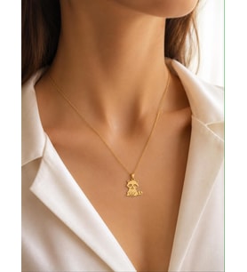 Kişiye Özel 925 Ayar Gümüş Minimal Rakun Figürlü Kolye (Gold)