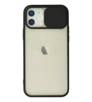 Newface Apple iPhone 12 Kılıf Palm Buzlu Kamera Sürgülü Silikon - Siyah