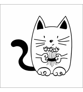 Elinde Çiçekli Kedi Sticker Duvar Sticker 20x20 CM