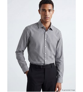 LCW BUSINESS Siyah Slim Fit Çizgili Erkek Gömlek