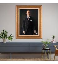 Altın Varaklı Çerçeveli Paspartulu Atatürk Tablo DC1354 (Gold)