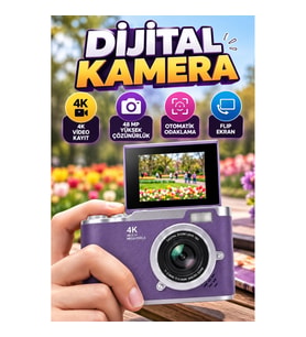 Flip Ekranlı 48 MP Dijital Kamera – 4K Video Kayıt ve Otomatik Odaklama