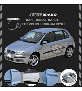 Fiat Bravo Oto Araç Kapı Koruma Fitili 5metre Parlak Gri Renk