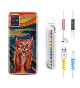 Samsung a71 A72 A73 A7 A9 2018 C7 C9 Kılıf Kablo Koruma Spiral Silikon Tablo Cat 1788