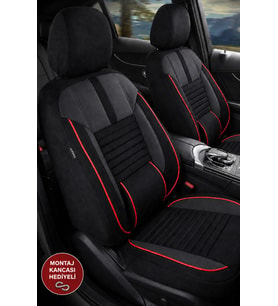 Proton Saga Shadow Siyah Kırmızı Tay Tüyü Oto Koltuk Kılıfı Tam Set-Kolay Montaj-Terletmez-Ortopedik 2016+