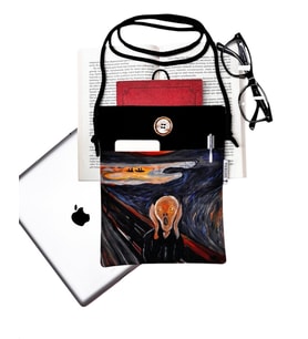 Askılı - Kitap / Tablet / Ebook Çantası – Çıkarılabilir Askı  ( Çığlık , Edvard Munch )
