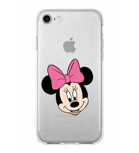 Apple iPhone 8 Uyumlu Kapak Minnie Mouse Tasarımlı Şeffaf Silikon Kılıf
