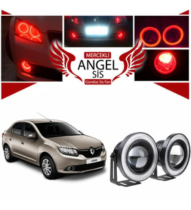 Dacia Logan Uyumlu, Universal Mercekli Led Angel Sis Farı, 76mm Kırmızı Renk
