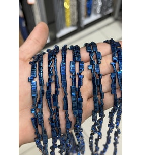 Hematit Taşı Yassı Kesim Parlak Mavi 6x2mm Doğal Taş Dizi