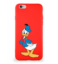 Apple iPhone 6 Soft Premier Kapak Donald Duck-D Tasarımlı Silikon Kılıf - Kırmızı (Şeffaf)