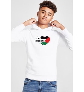 Heart Palestine Flag Beyaz Çocuk 3ip Kapşonlu Sweatshirt
