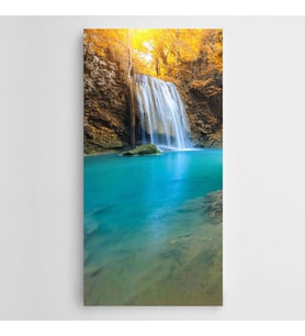 Renkli Gün Işığı Sarı Ağaçlar Panoramik Kanvas Tablo