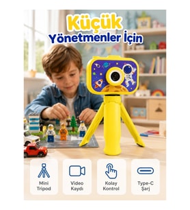 Mey İthalat® Çocuk Kamerası Fotoğraf ve Video Çekimi Mini Tripodlu Şarjlı Dijital Kamera 2.0 TFT Ekr