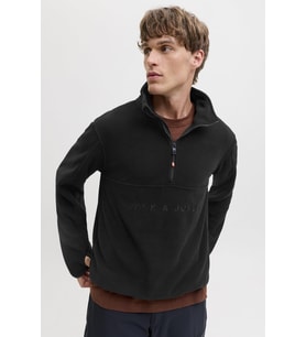 Jack & Jones JJALPES Half Zip Fleece Jacket – Erkek Polar Mont (Siyah)