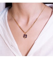 Çift Zincirli Yonca Yaprak Model Kolye (ZNKLY1593)
