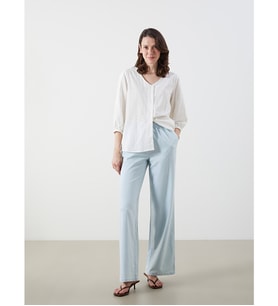 LCW Jeans İndigo Beli Lastikli Wideleg Kadın Jean Pantolon
