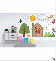 MUTLU AİLE BEBEK ÇOCUK ODASI DUVAR STİCKER YAPIŞTIRMA FOLYO ETİKET