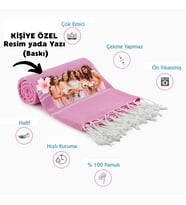 Kişiye Özel Sultan Desenli Baskılı Peştemal – İsim Yazılı Oversize Türk Plaj Havlusu – Banyo Havlusu (Pembe)
