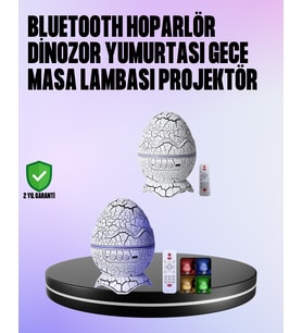 Dinozor Yumurtası Galaksi Projektör Gece Lambası 4'ü 1 Arada – Bluetooth Hoparlörlü