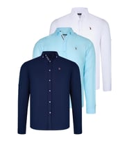 ÜÇLÜ SET G674 DEWBERRY ERKEK GÖMLEK-SİYAH-BEYAZ-CAMGÖBEĞİ (Karışık)