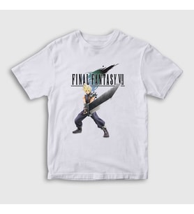 Presmono Unisex Çocuk Beyaz Cloud Strife Final Fantasy Vii T-Shirt 434708tt
