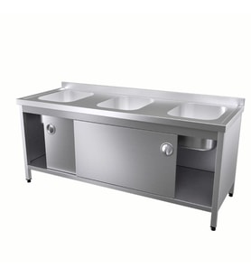 Vital  VCT-EUD-197 Çalışma Tezgahı Üç Evyeli Dolaplı