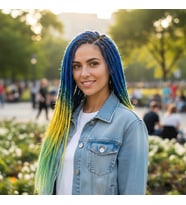 Afrika Örgüsü Ve Rasta İçin Sen Ombreli / Lacivert / Sarı / Fıstık Yeşili