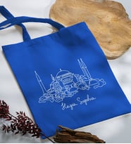 BK Gift Ayasofya Camii Tasarımlı Mavi Kumaş Bez Çanta, Baskılı Omuz Çantası, Alışveriş Çantası, Arkadaşa Hediye-1