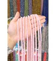 Pembe Kuvars Taşı Rondela Kesim Parlak 6x1mm Doğal Taş Dizi