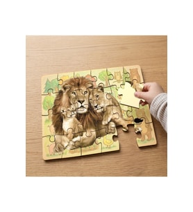 Aslan Ailesi Tasarımlı 24 Parça Ahşap Çocuk Puzzle MPK0560