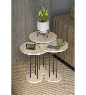 Zigon Sehpa Terra 3 Lü Set Traverten