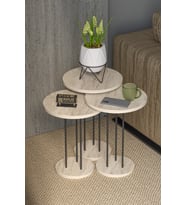 Zigon Sehpa Terra 3 Lü Set Traverten