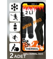 2adet Içi Polar Pamuklu Termal Tayt (Siyah)