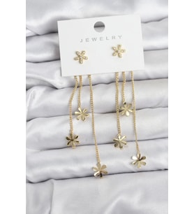 Papatya Model Gold Renk Pirinç Sallantılı Kadın Küpe - TJ-BKP11467