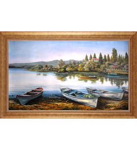 Çerçeveli Paspartulu Manzara Tablo bm1897 (Gold)
