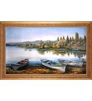 Çerçeveli Paspartulu Manzara Tablo bm1897 (Gold)