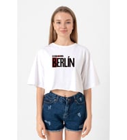 La Casa De Papel Berlin Beyaz Kadın Crop Tshirt
