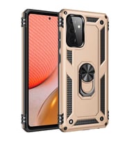 Samsung Galaxy A52 Kılıf Metal For Car Yüzüklü Standlı Military Ring Serisi (Altın)