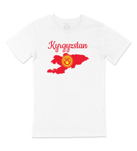 Kırgızistan Haritalı ve Bayraklı Tişört
