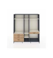 Hyperion Dolap 7 Raflı 4 Çekmeceli 3 Askılı 220x44x243 Antrasit-Aytaşı/Çam
