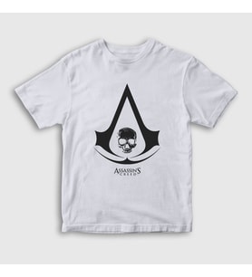 Presmono Unisex Çocuk Beyaz Skull Assassin's Creed T-Shirt 24440tt